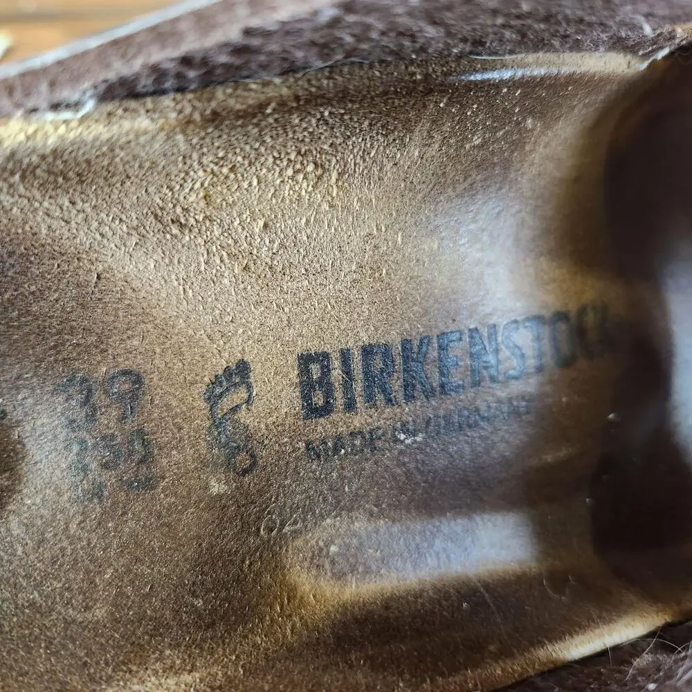 Birkenstock Arizona Sandals Shoes Womens 8 39 EU Brown Leather Slide Buckle
